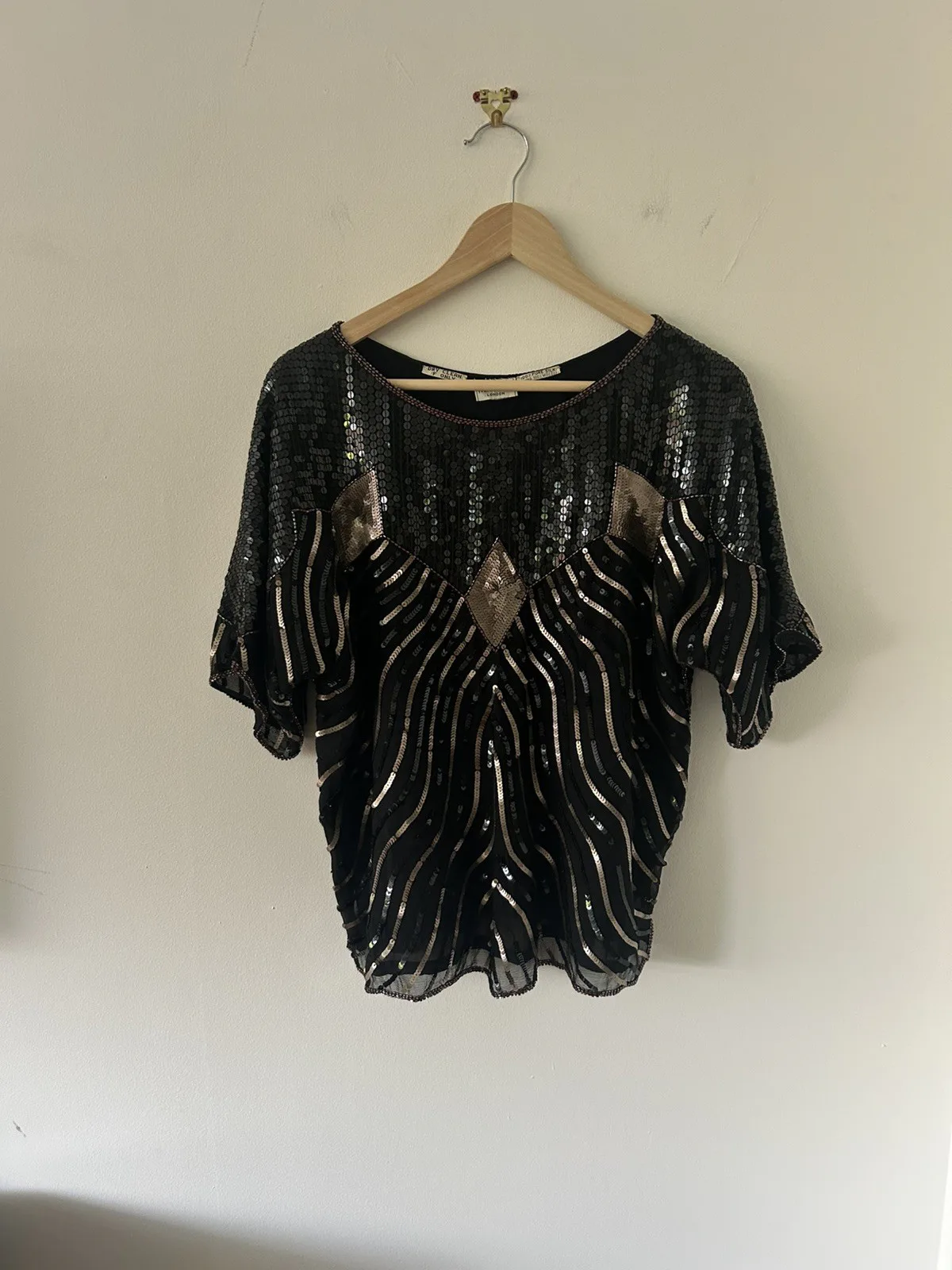 Frank Usher Black Sequin Top, seller photo 1 | After the Toast, Relover