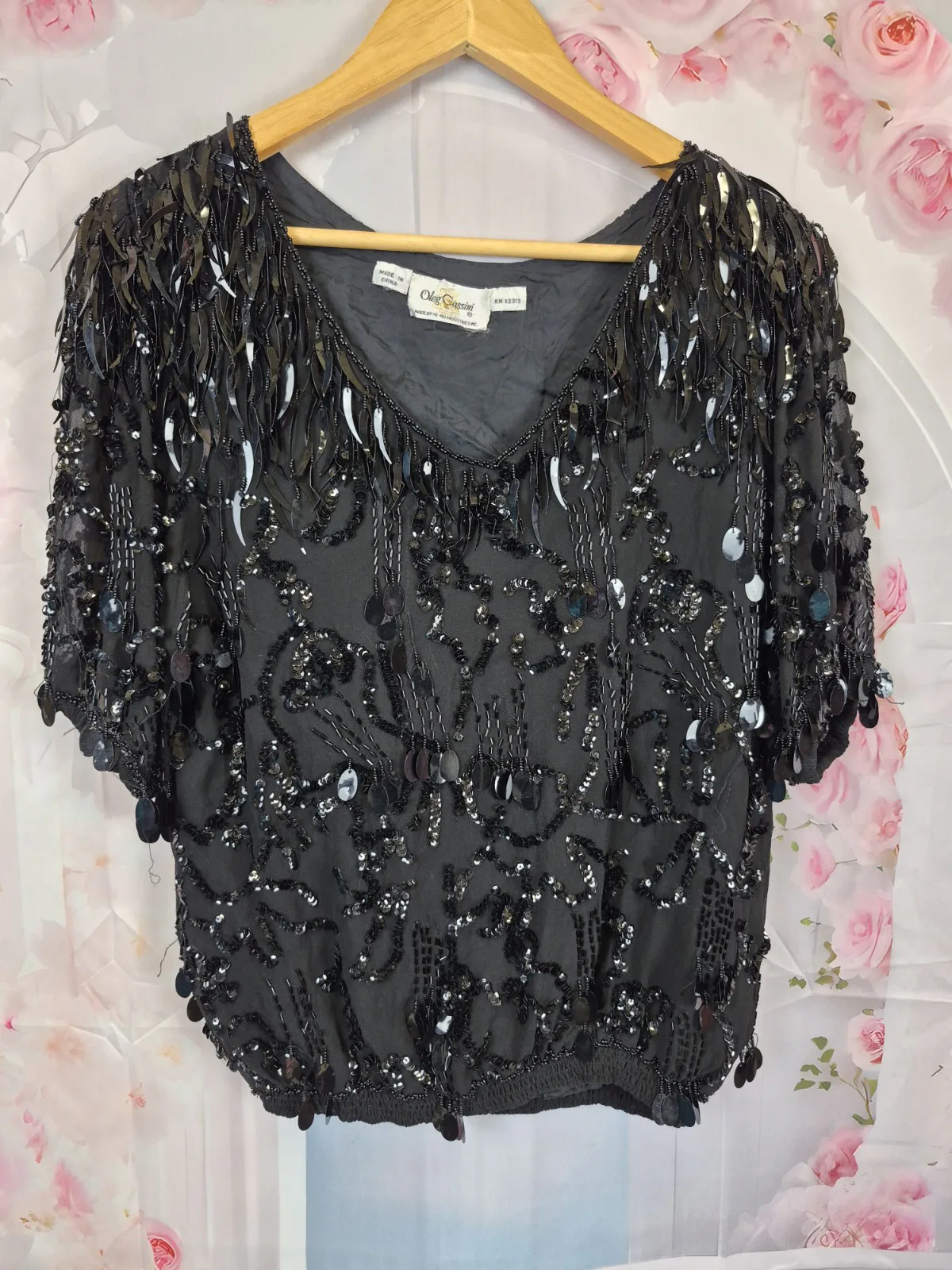 Oleg Cassini Black V-Neck Silk Blouse, seller photo 1 | After the Toast, Relover