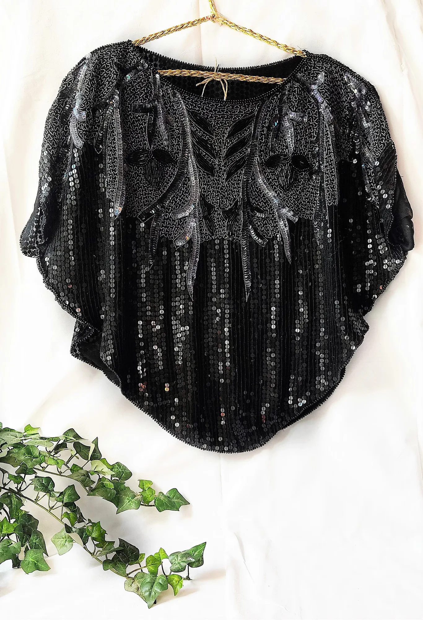 Vintage Black and Silver Sequin Silk Blouse, seller photo 1 | After the Toast, Relover