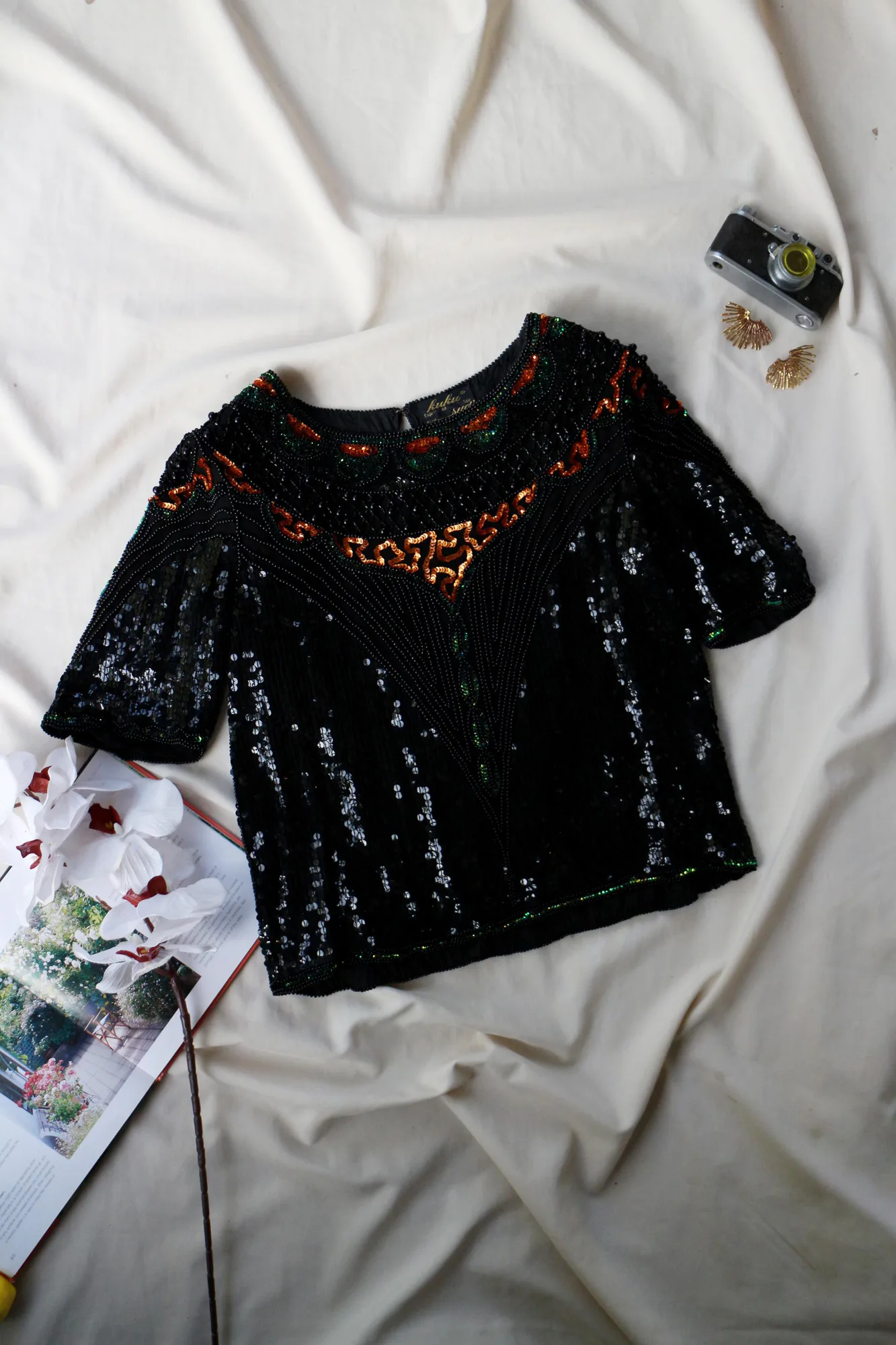 Vintage Black Silk High-Waist Blouse, seller photo 1 | After the Toast, Relover
