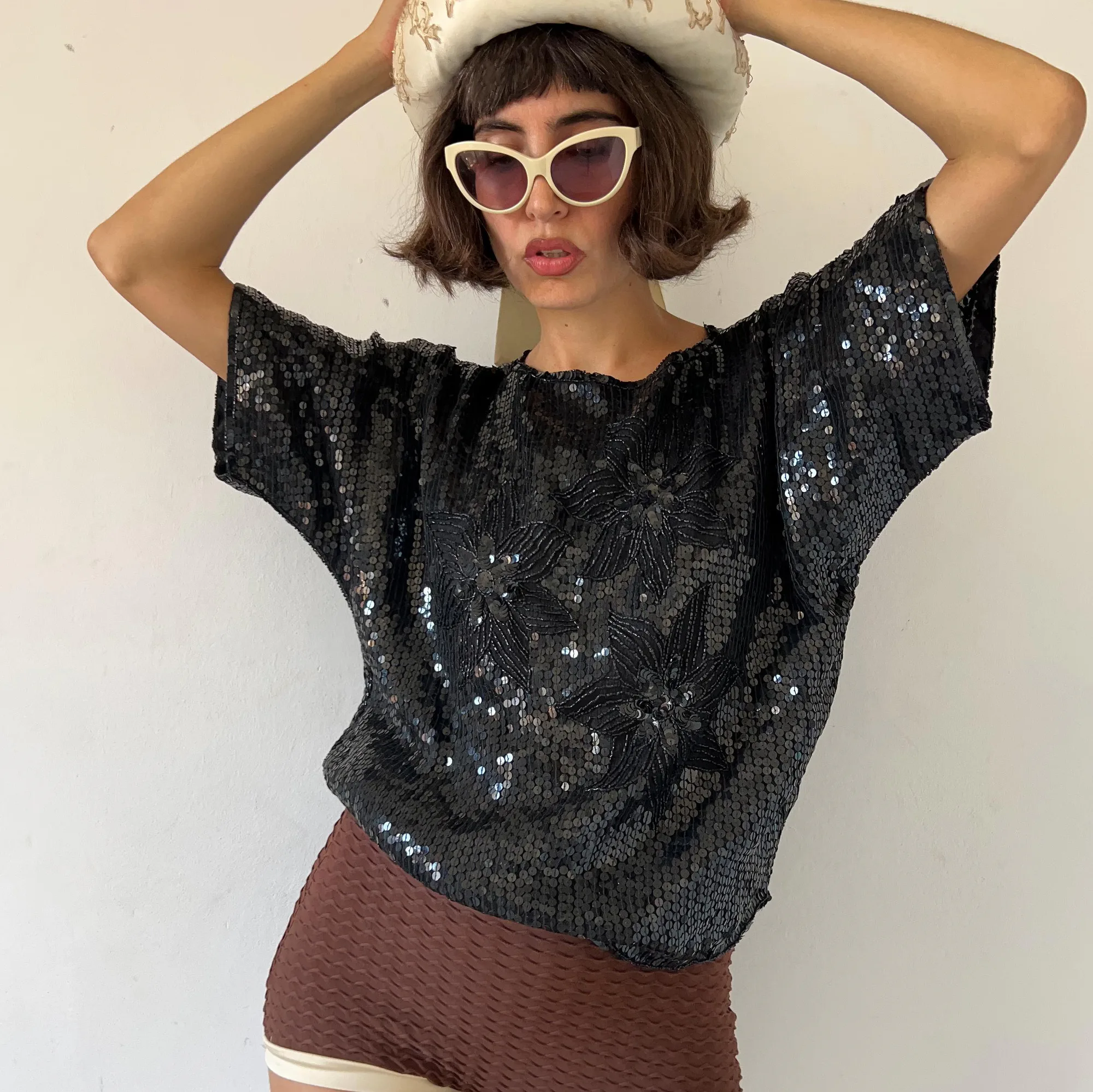 Vintage Black Black Sequins And Beads Blouse, seller photo 1 | After the Toast, Relover