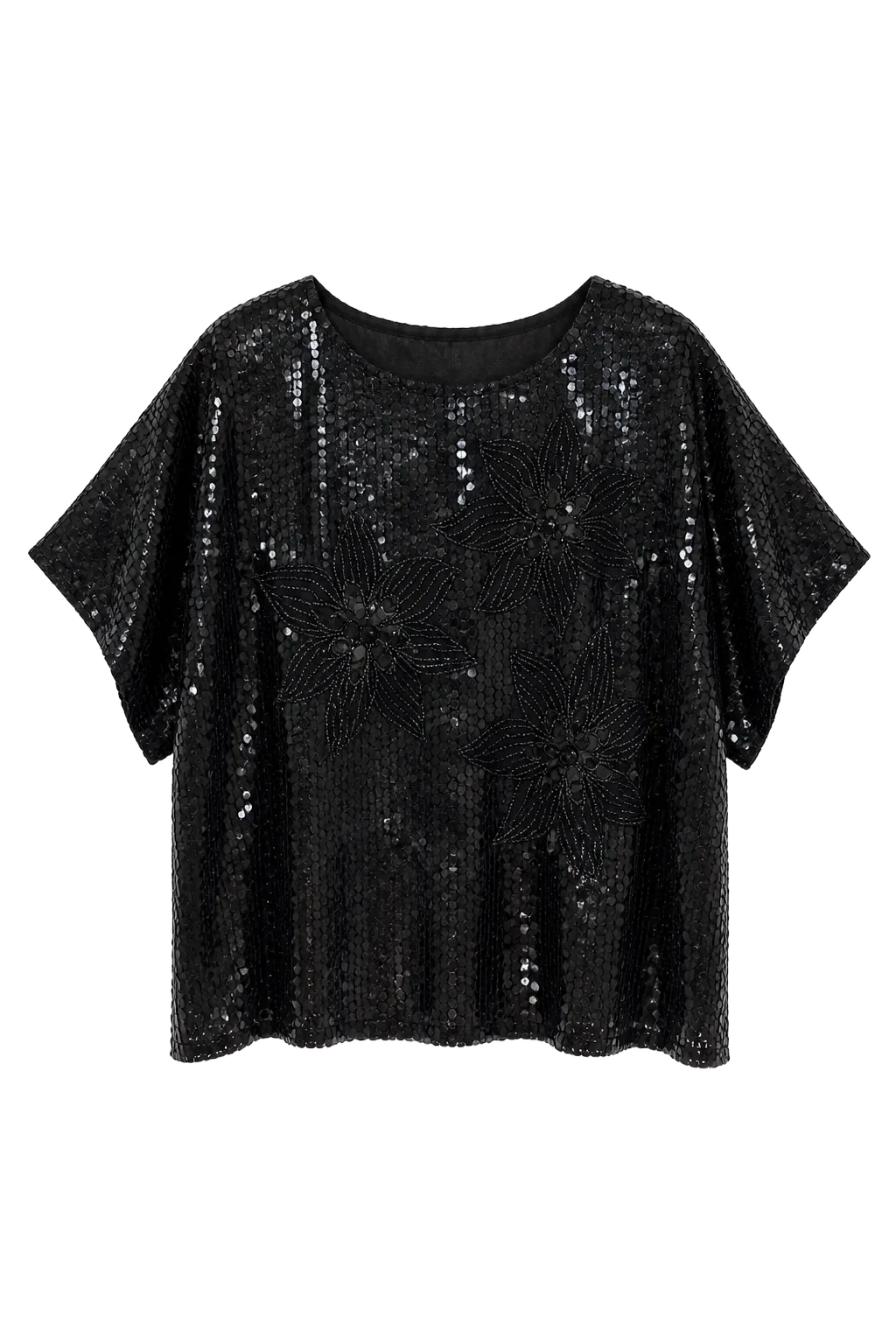 Vintage Black Black Sequins And Beads Blouse | After the Toast, Relover