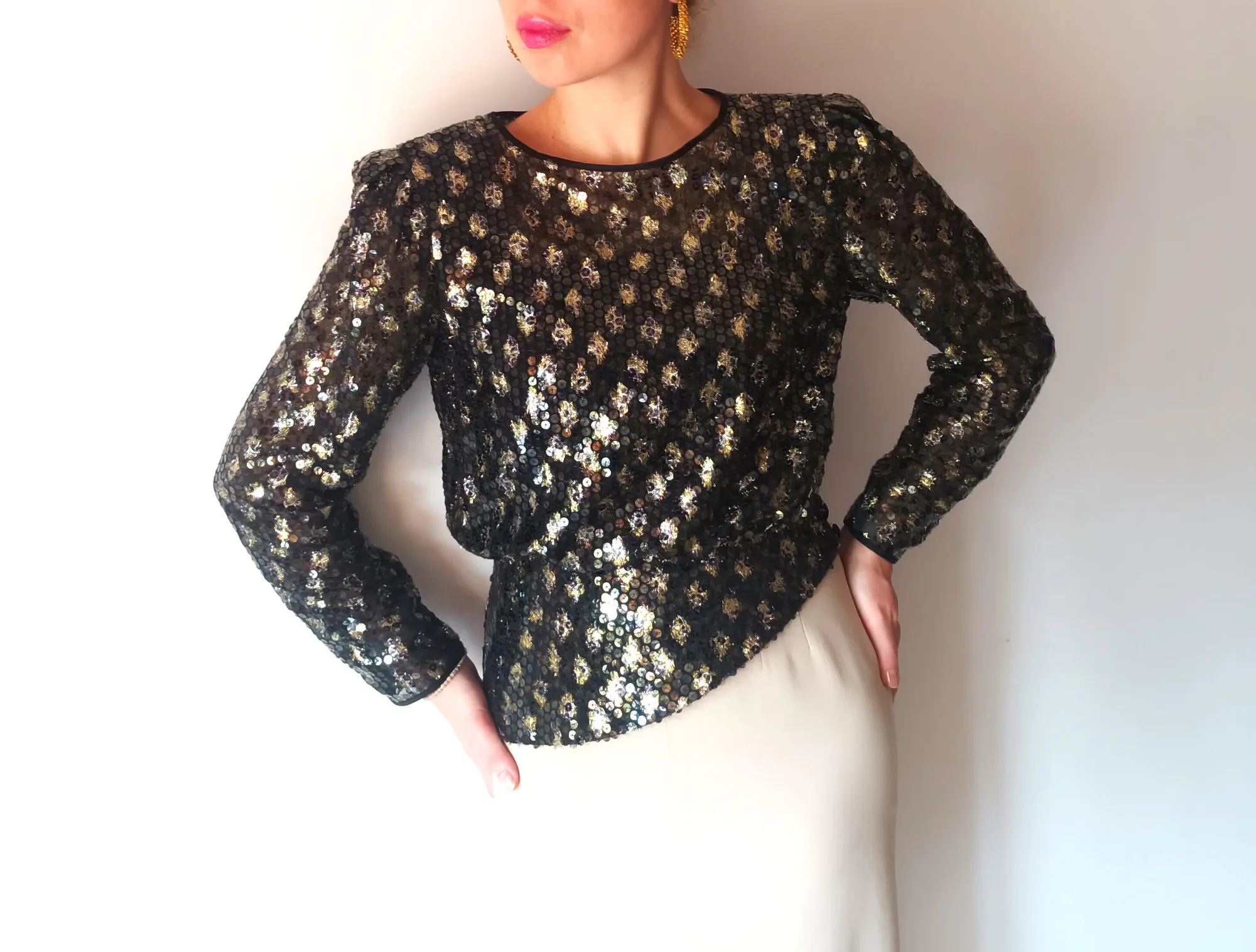 Vintage Black Polyester Blouse, seller photo 1 | After the Toast, Relover