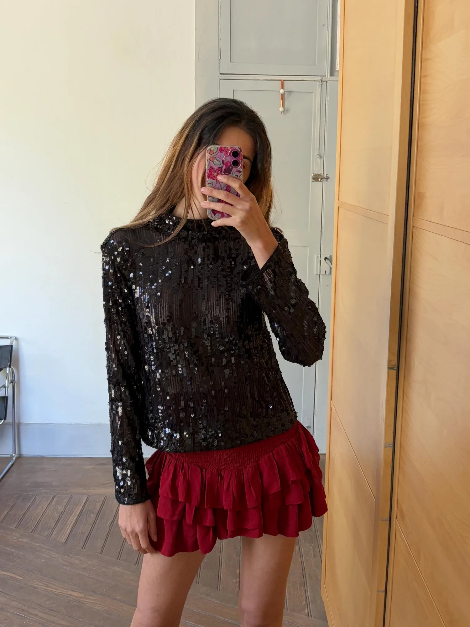 Vintage Black Polyester High-Waist Mini Blouse, seller photo 1 | After the Toast, Relover