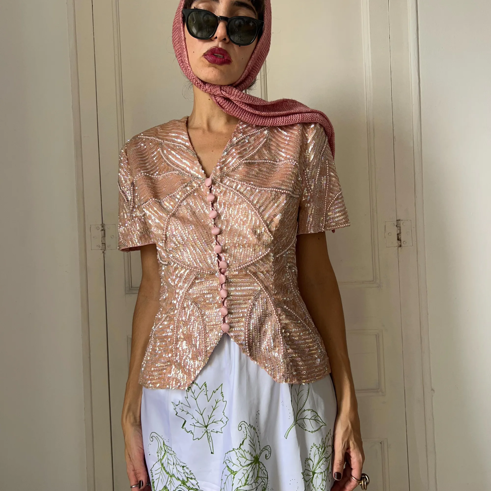 Vintage Pink V-Neck Blouse, seller photo 1 | After the Toast, Relover