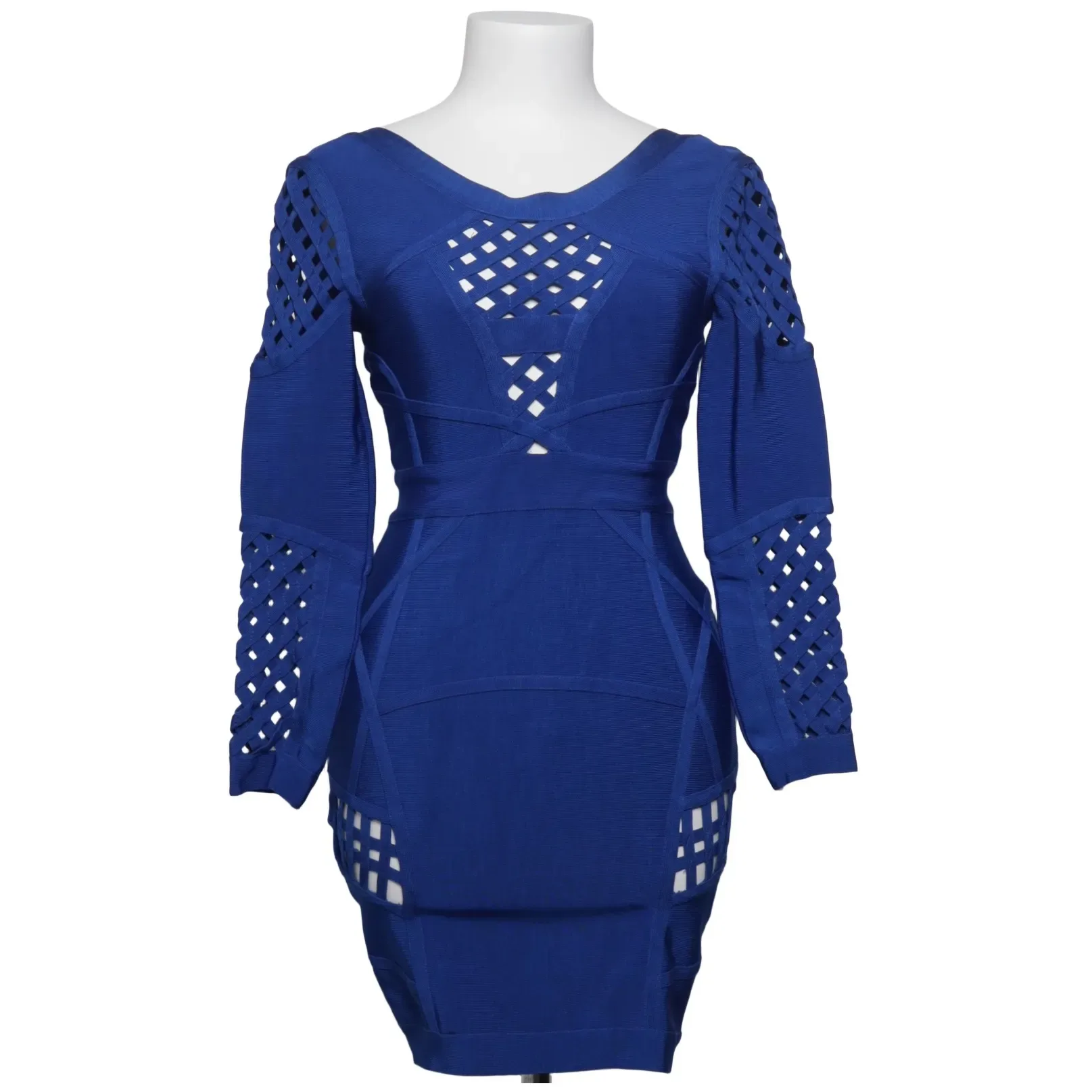 Herve Leger Blue Elastane Bodycon Midi Dress, seller photo 1 | The Body Line, Relover