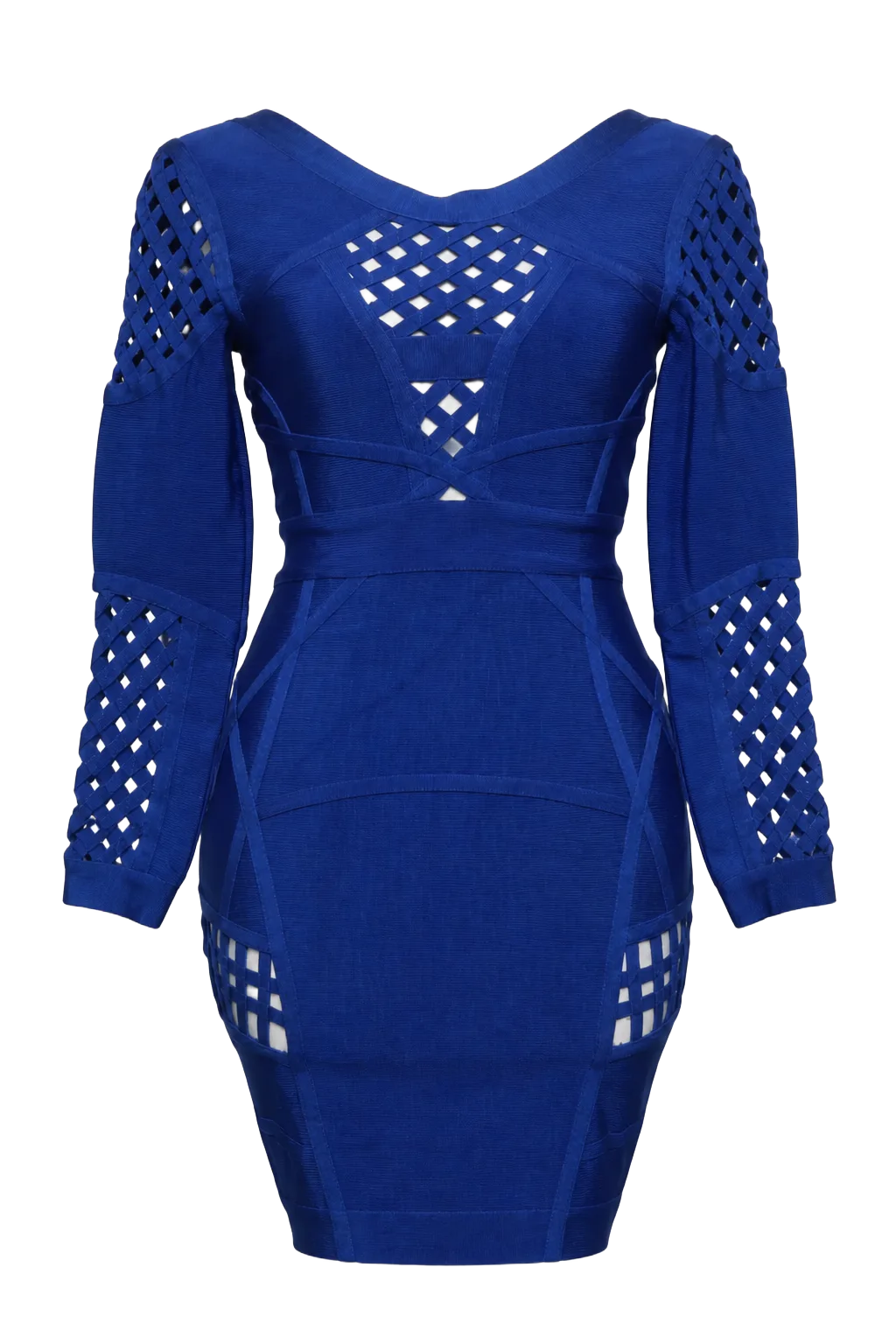 Herve Leger Blue Elastane Bodycon Midi Dress | The Body Line, Relover