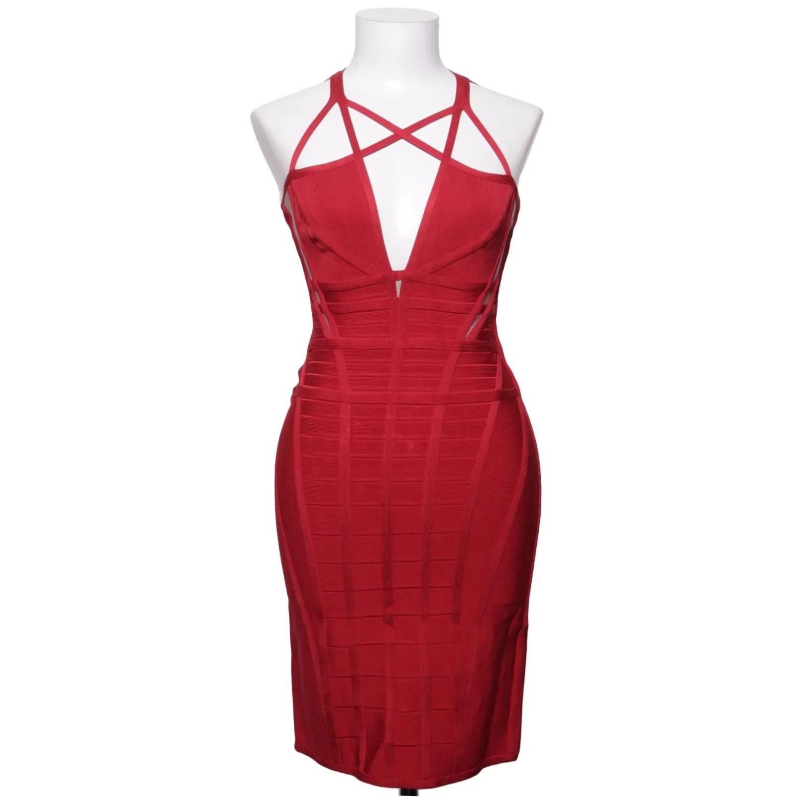 Herve Leger Red Elastane Bandage Midi Dress, seller photo 1 | The Body Line, Relover