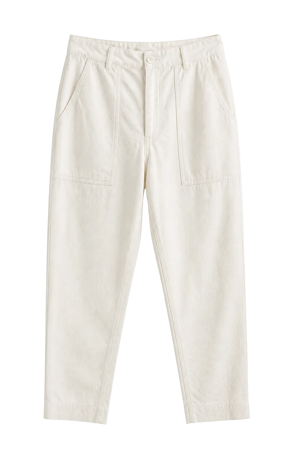 Laurence Bras White Cotton Canvas Fitted Cropped Trousers | The Capri Pant, Relover