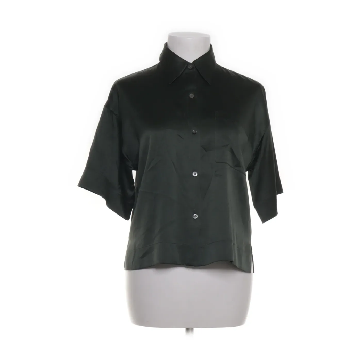 Theory Green Silk Cropped Shirt, seller photo 1 | The Dressy Silk Blouse, Relover