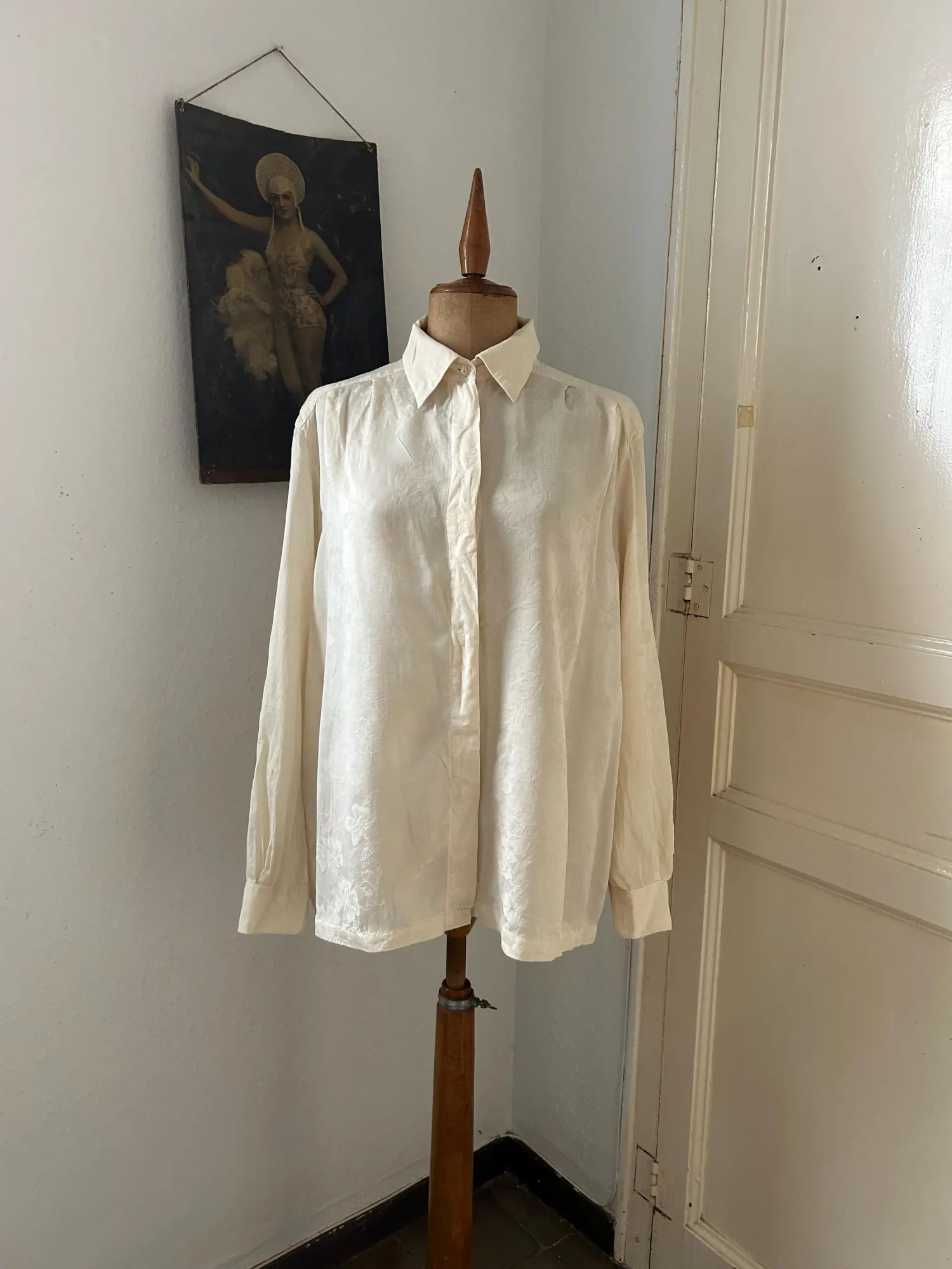 Vintage Cream Silk Floral Blouse, seller photo 1 | The Dressy Silk Blouse, Relover