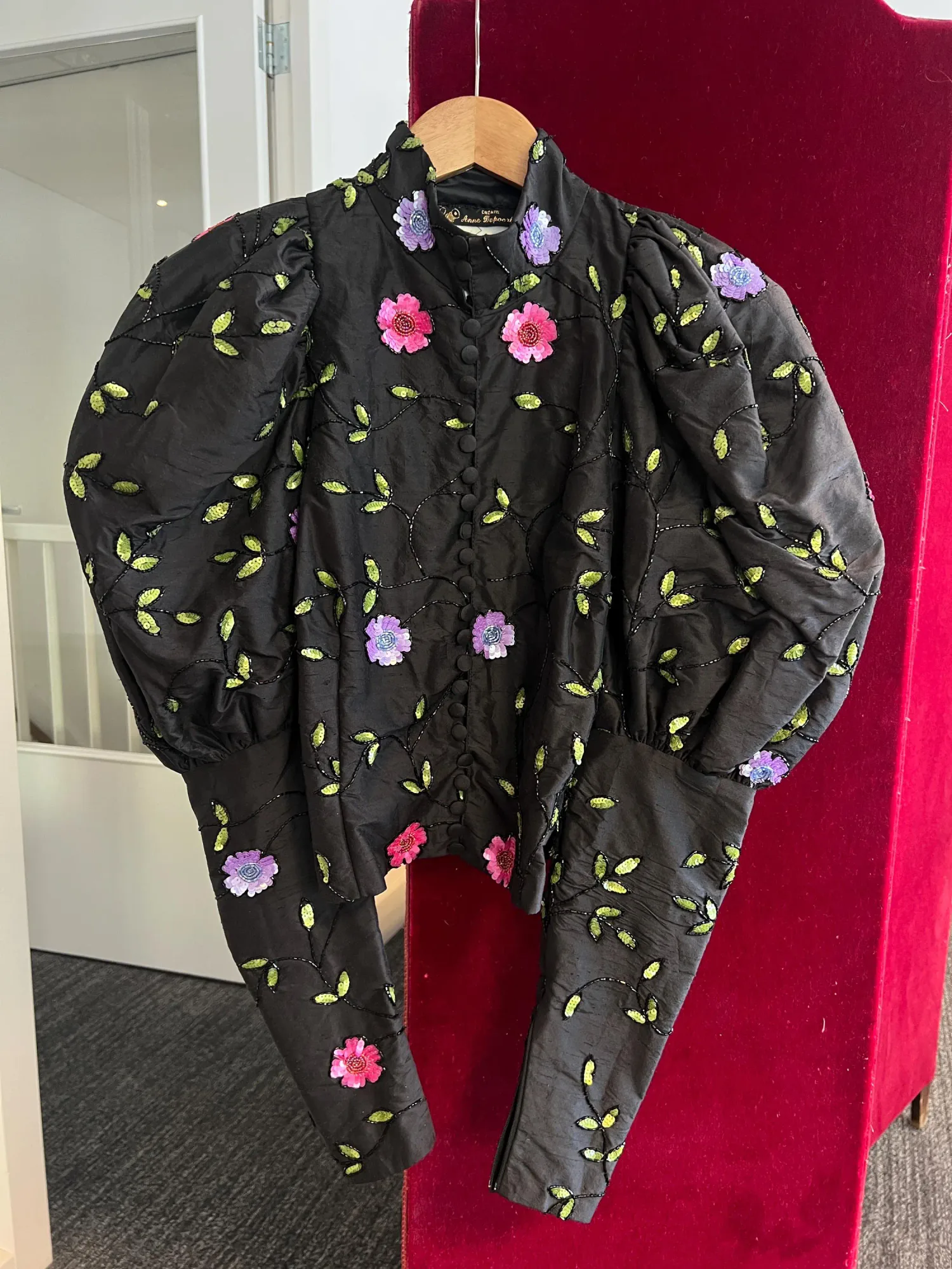 Vintage Black Silk Beaded Floral Blouse, seller photo 1 | The Dressy Silk Blouse, Relover