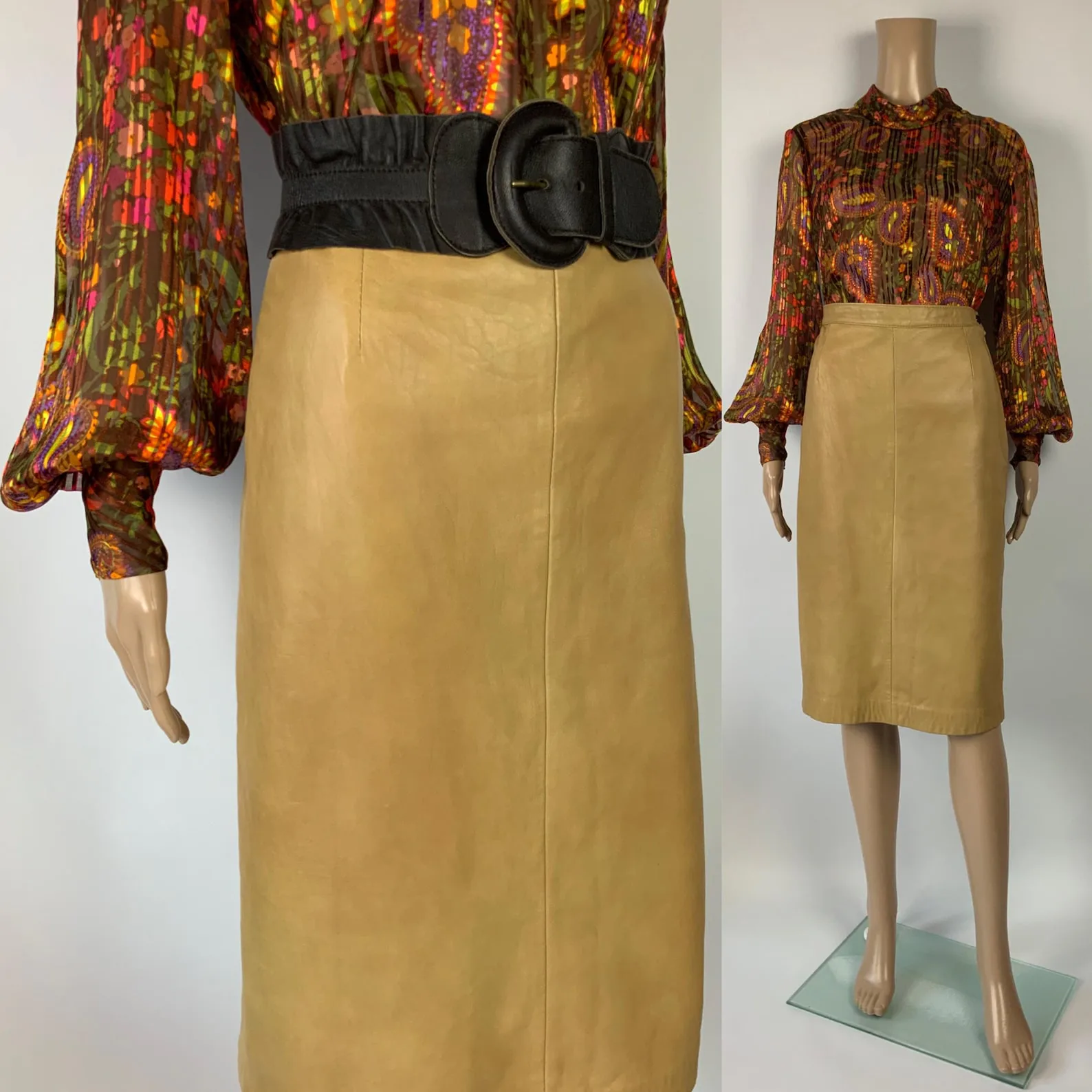 Second Hand Midi Skirt S (UK 10) Leather, seller photo 1 | The Leather Pencil, Relover