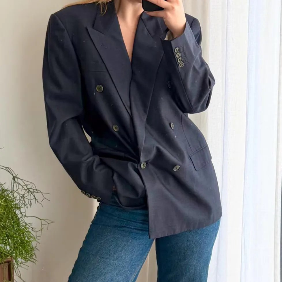 Deep Blue Wool Blazer, seller photo 1 | The Quiet Shoulder, Relover