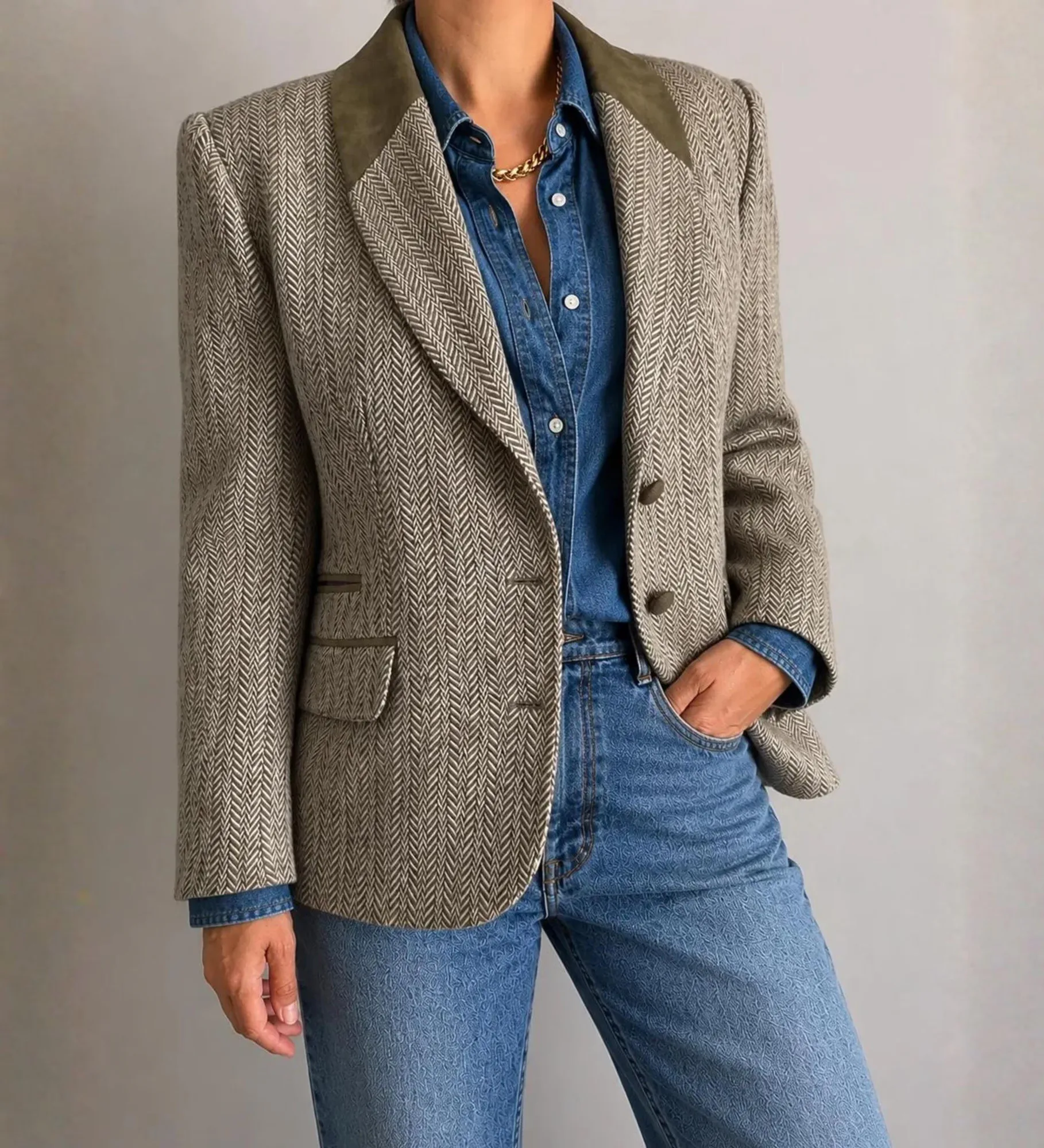Vintage Beige Wool Blazer, seller photo 1 | The Quiet Shoulder, Relover