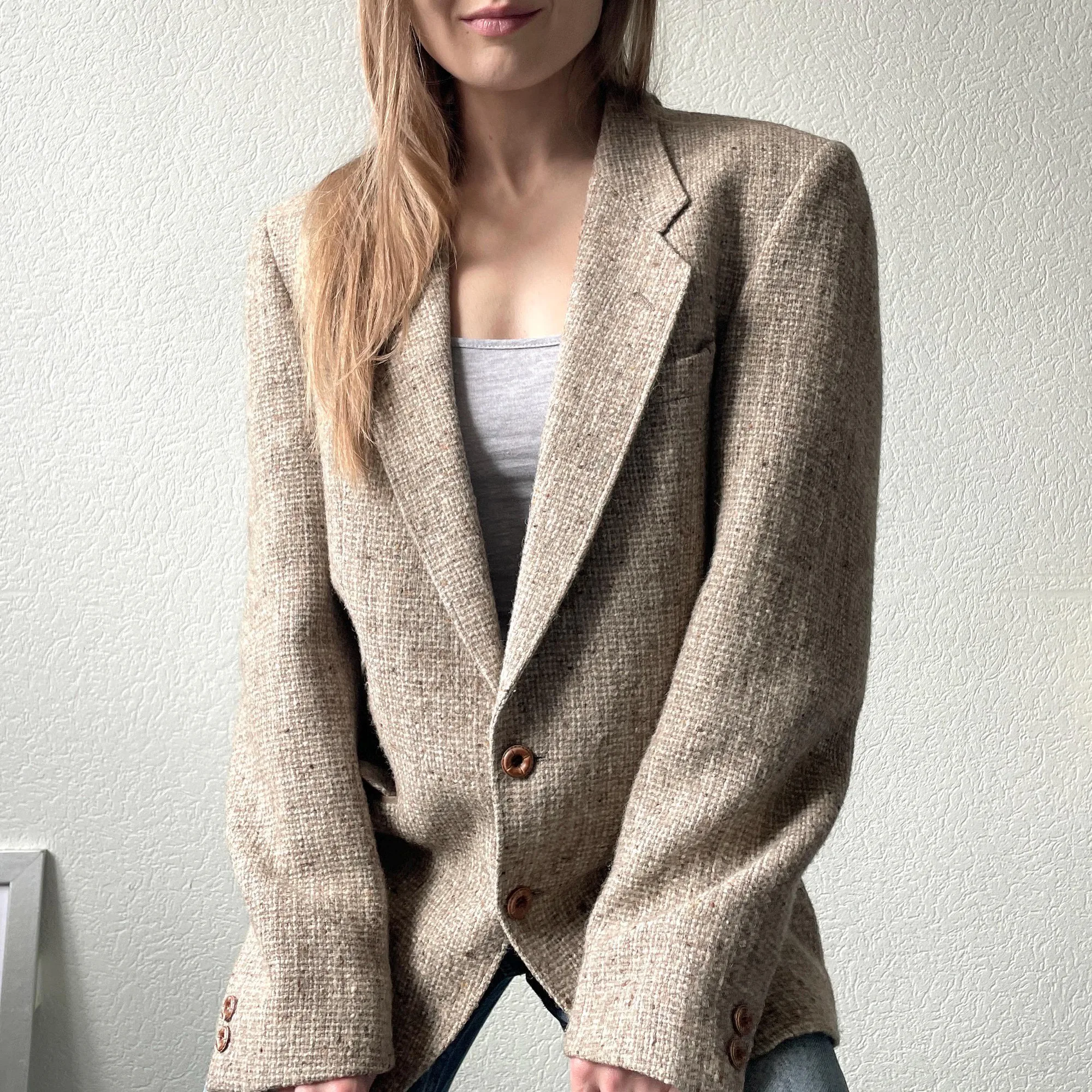 Vintage Beige Wool Blazer (48), seller photo 1 | The Quiet Shoulder, Relover