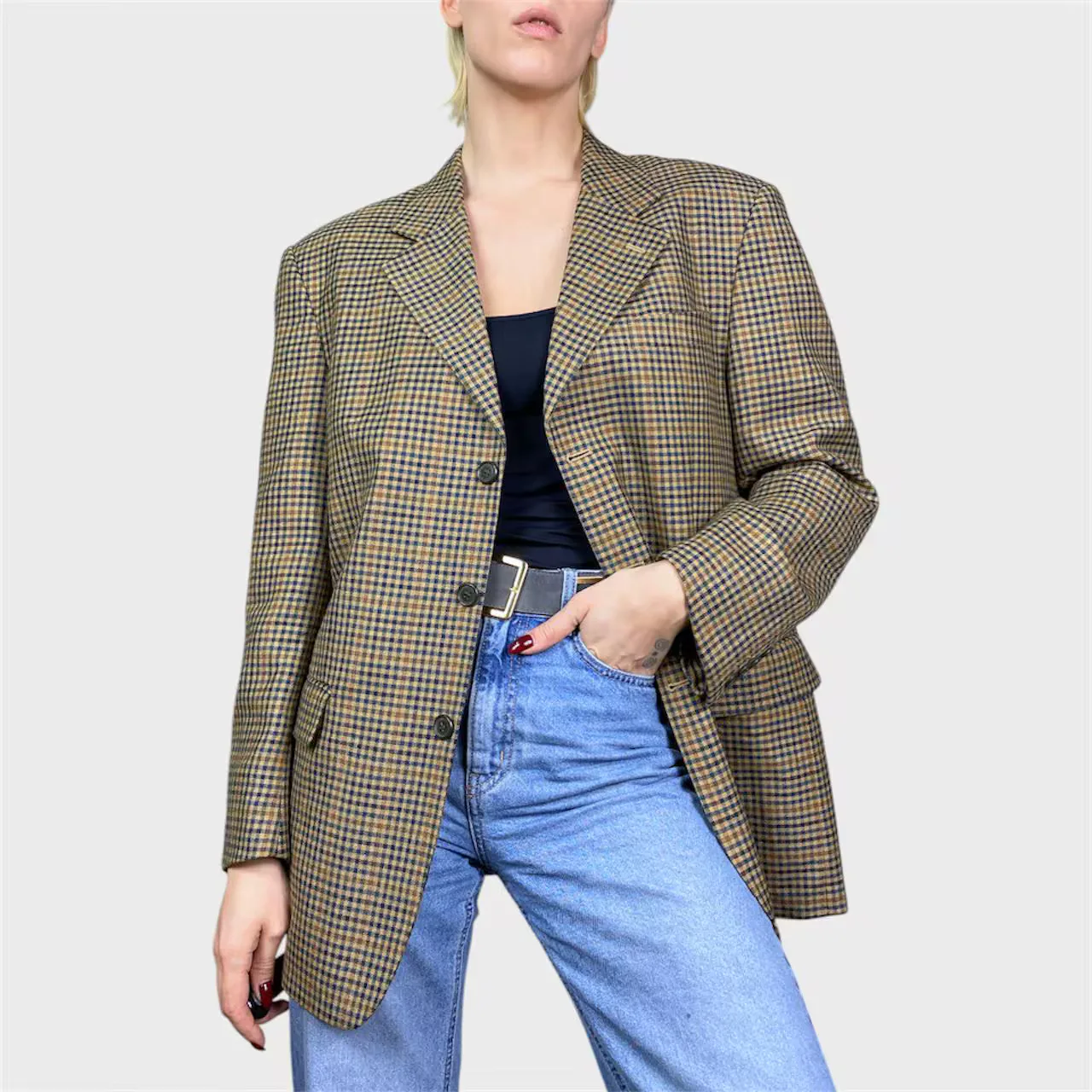 Vintage Brown Plaid Wool Blazer, seller photo 1 | The Quiet Shoulder, Relover