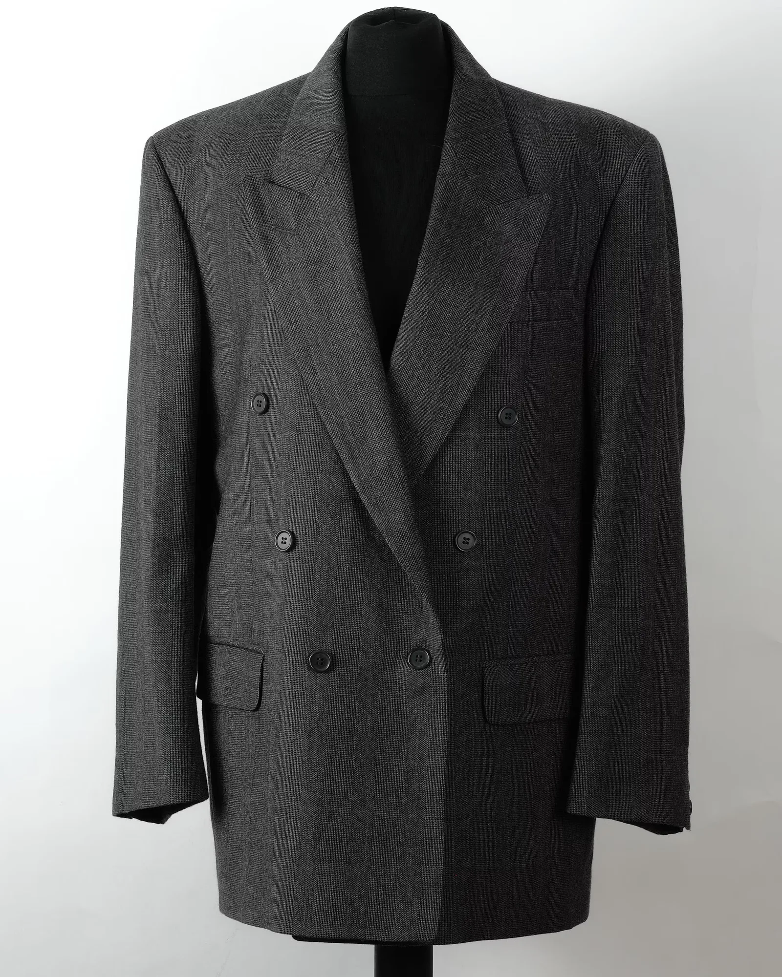 Vintage Gray Double-Breasted Viscose Blazer, seller photo 1 | The Quiet Shoulder, Relover