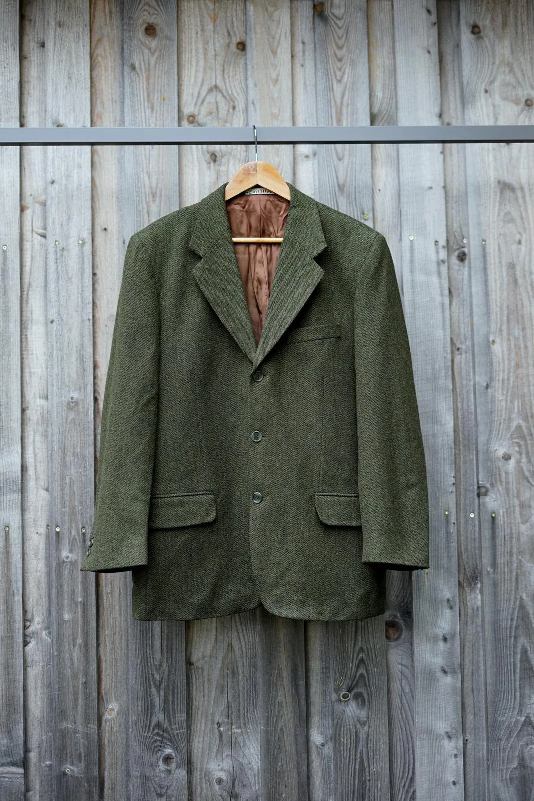 Vintage Green Herringbone Wool Blazer, seller photo 1 | The Quiet Shoulder, Relover