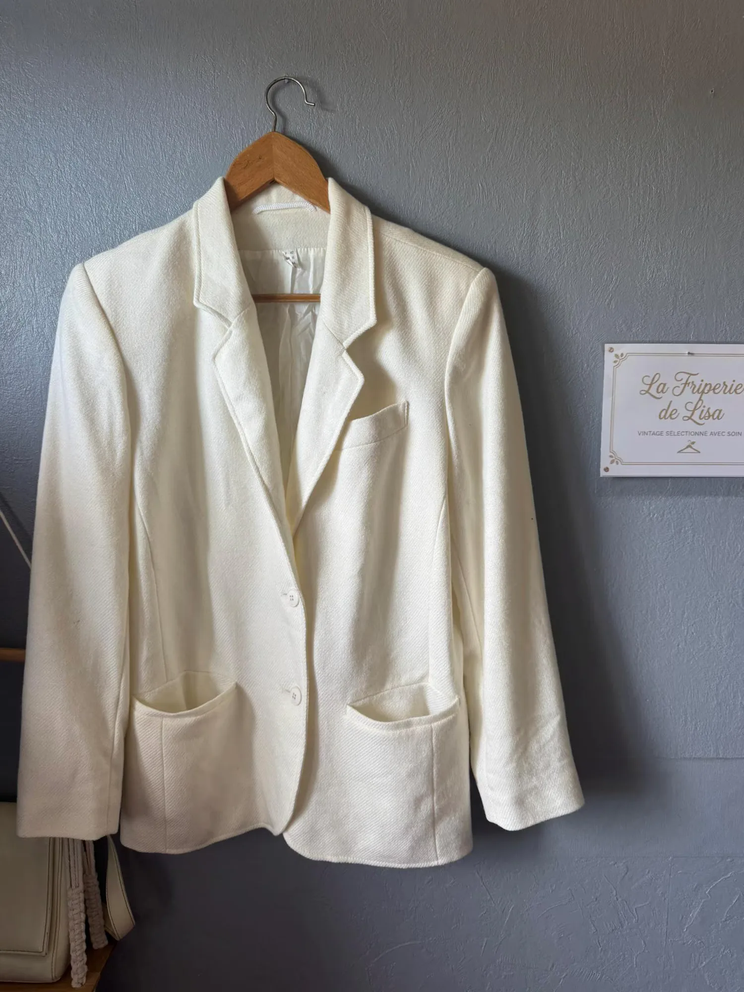 Vintage White Wool Blazer, seller photo 1 | The Quiet Shoulder, Relover