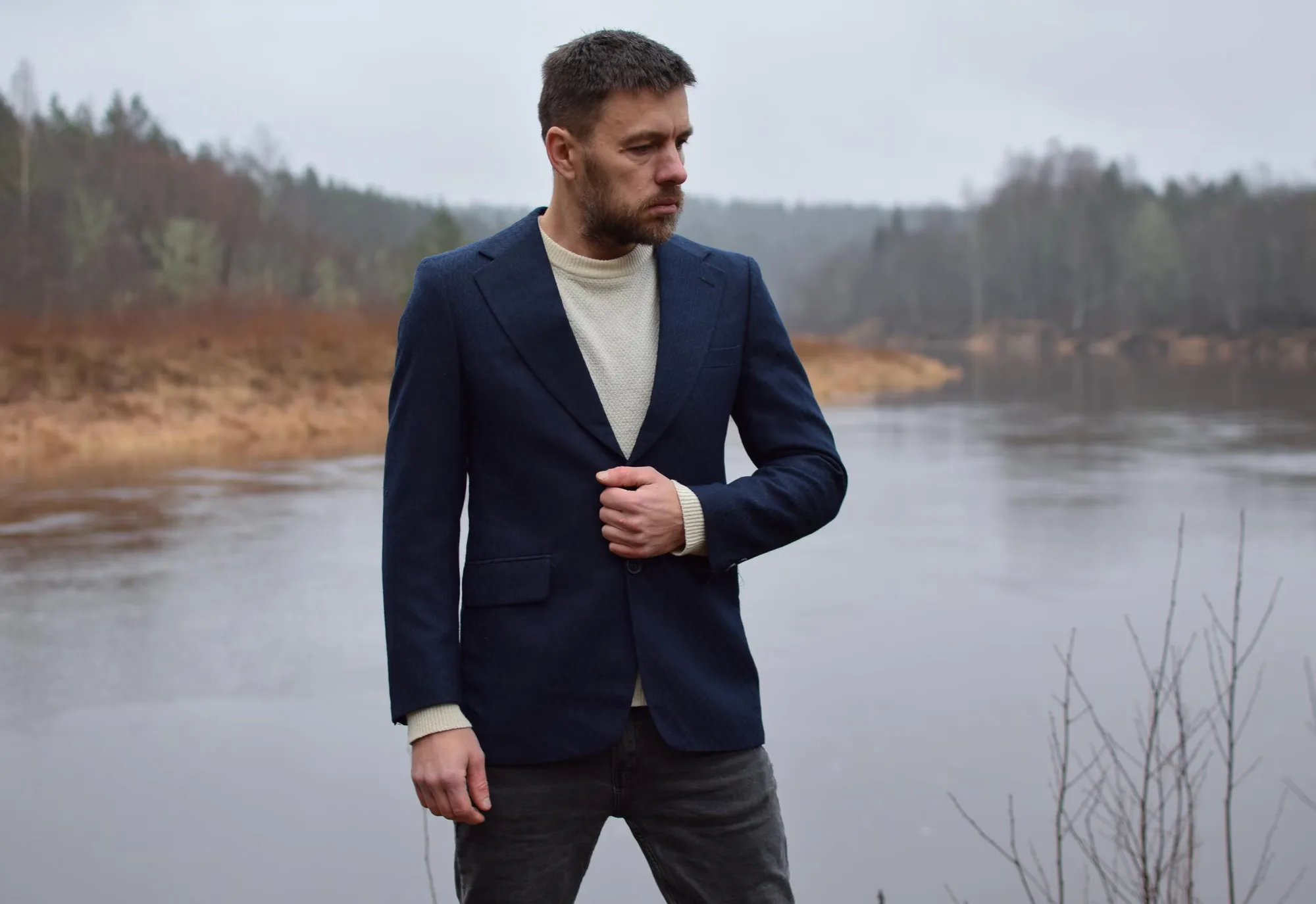 Vintage Blue Wool Blazer, seller photo 1 | The Quiet Shoulder, Relover