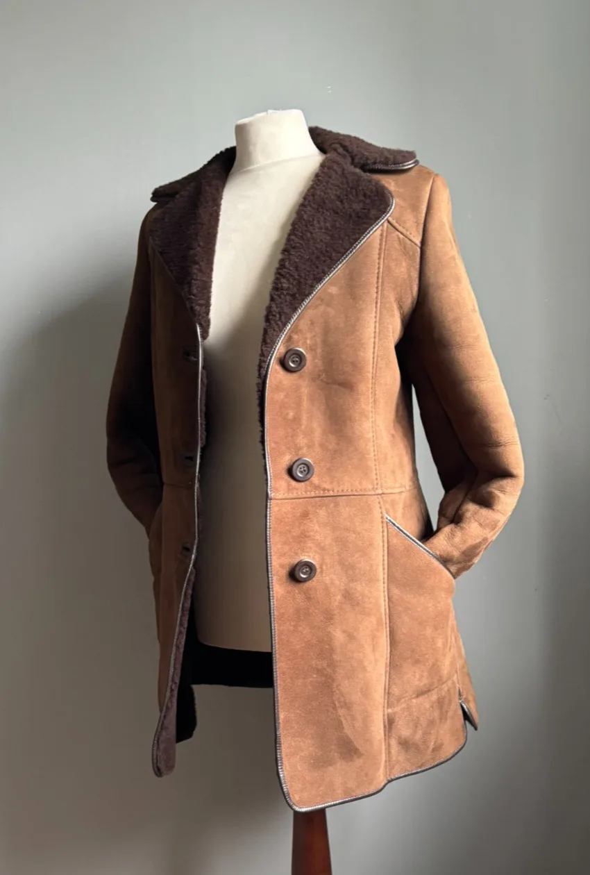 True Vintage Brown Suede Shearling Coat, seller photo 1 | The Weight of Winter, Relover