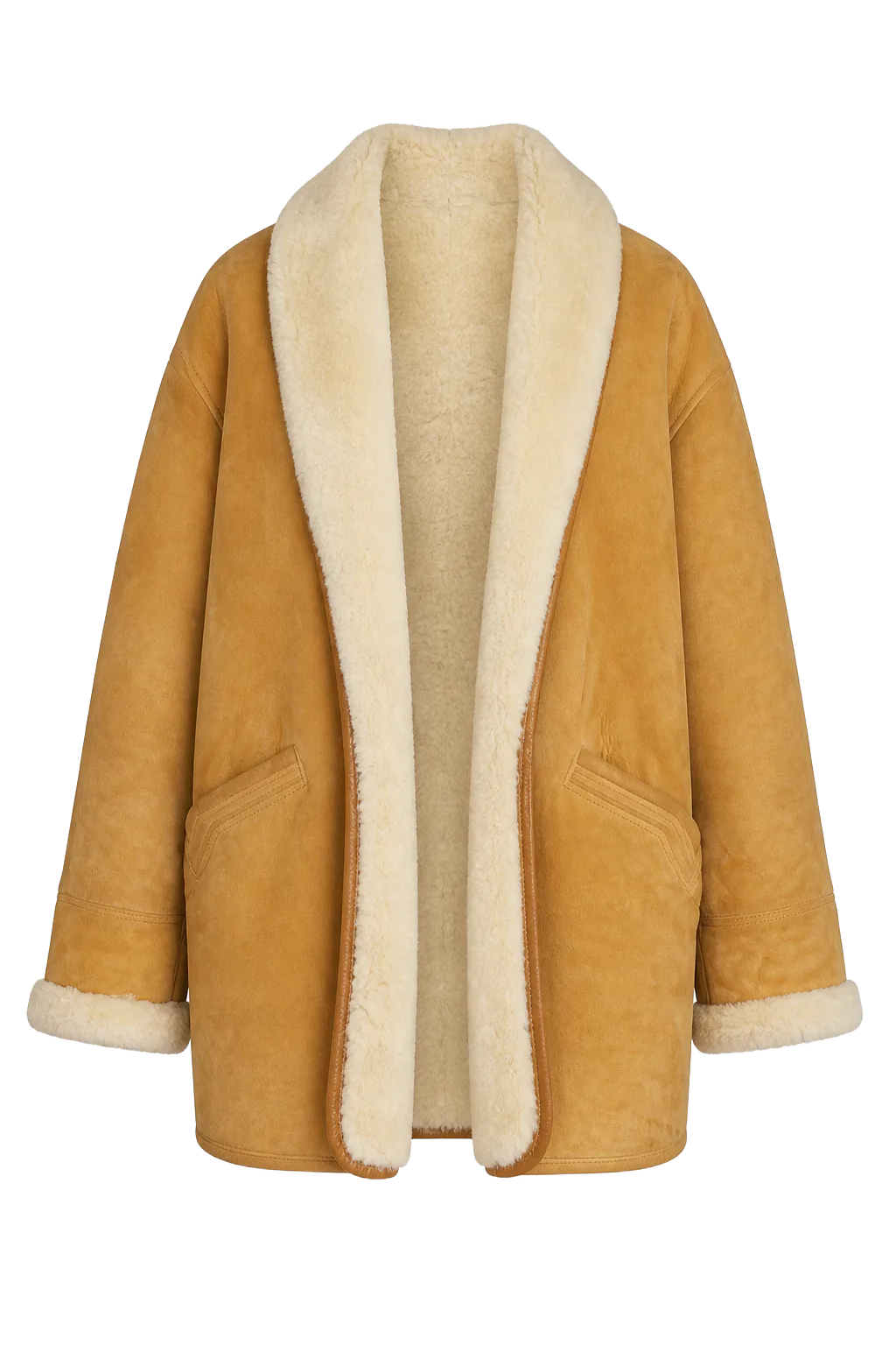 Vintage Brown Shearling Leather V-Neck Outerwear | The Weight of Winter, Relover