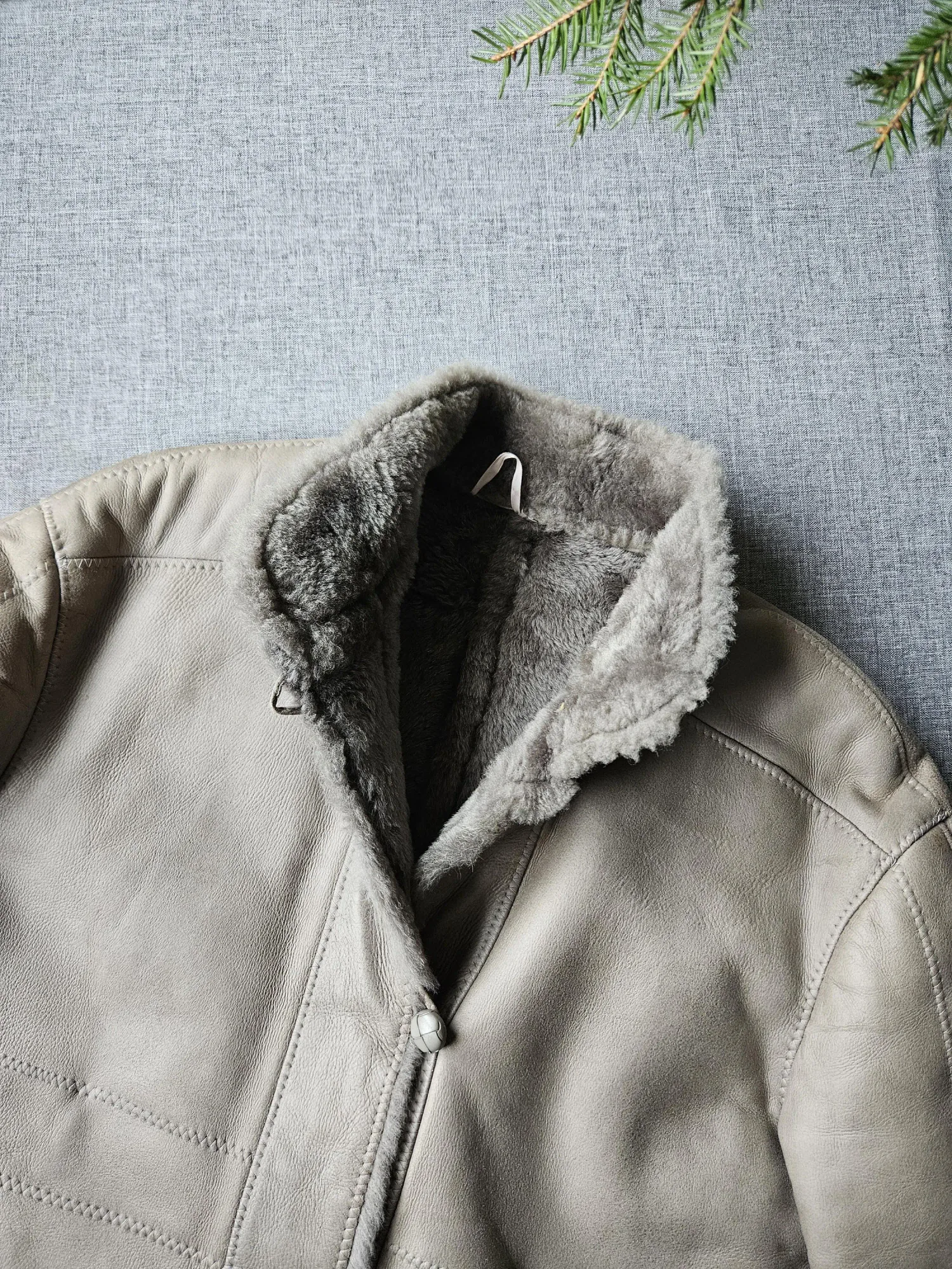 Vintage Gray Genuine Shearling Coat, seller photo 1 | The Weight of Winter, Relover