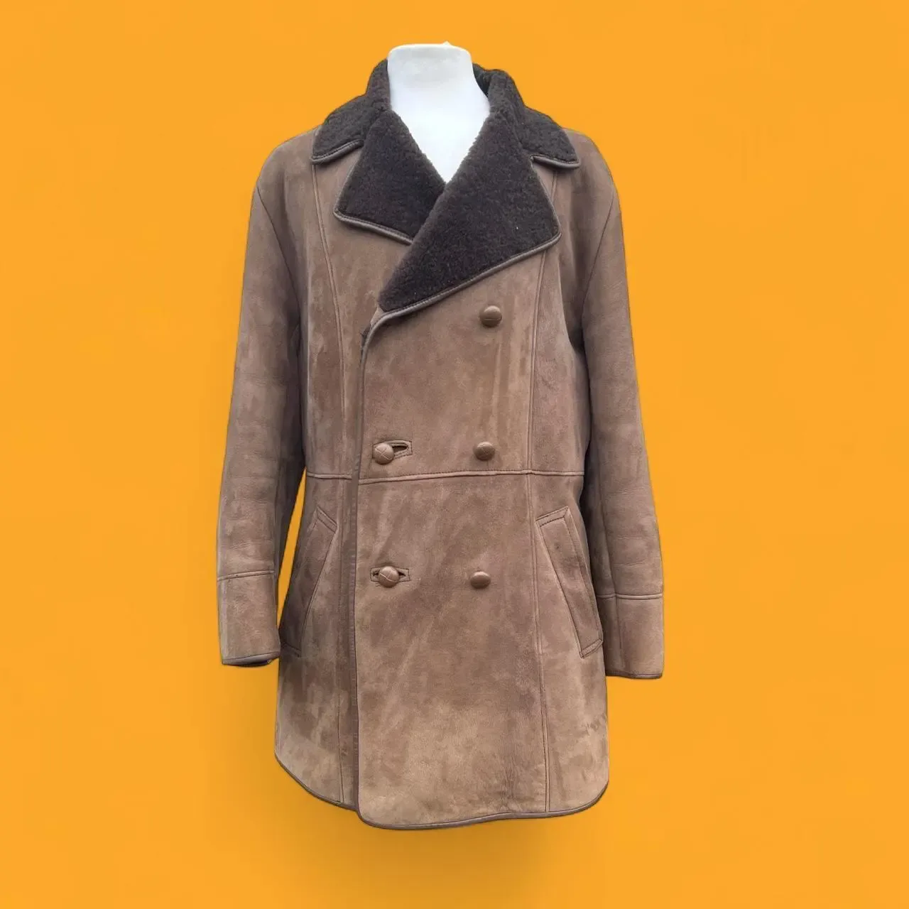 Vintage Leather Light Brown Shearling Coat, seller photo 1 | The Weight of Winter, Relover